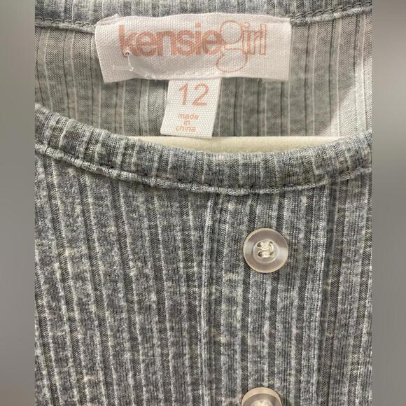Kensie Girl Grey 3 button top Big Girl Size M / 12 - Picture 3 of 6